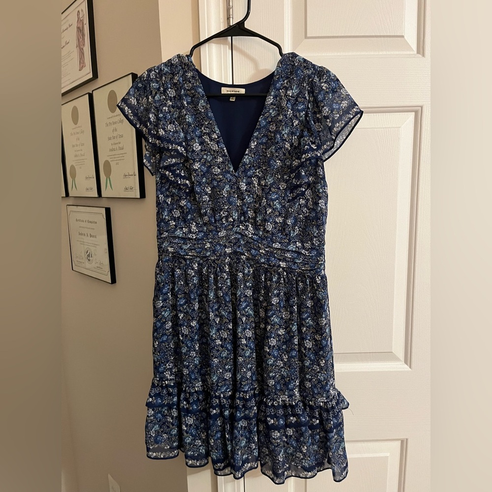Max Studio Navy and White Floral Dress